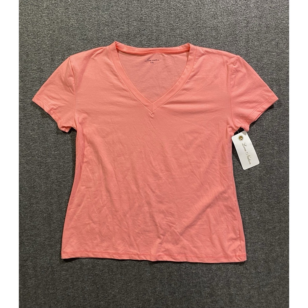 Love Nation Women's V Neck Shirt Pink Size XL